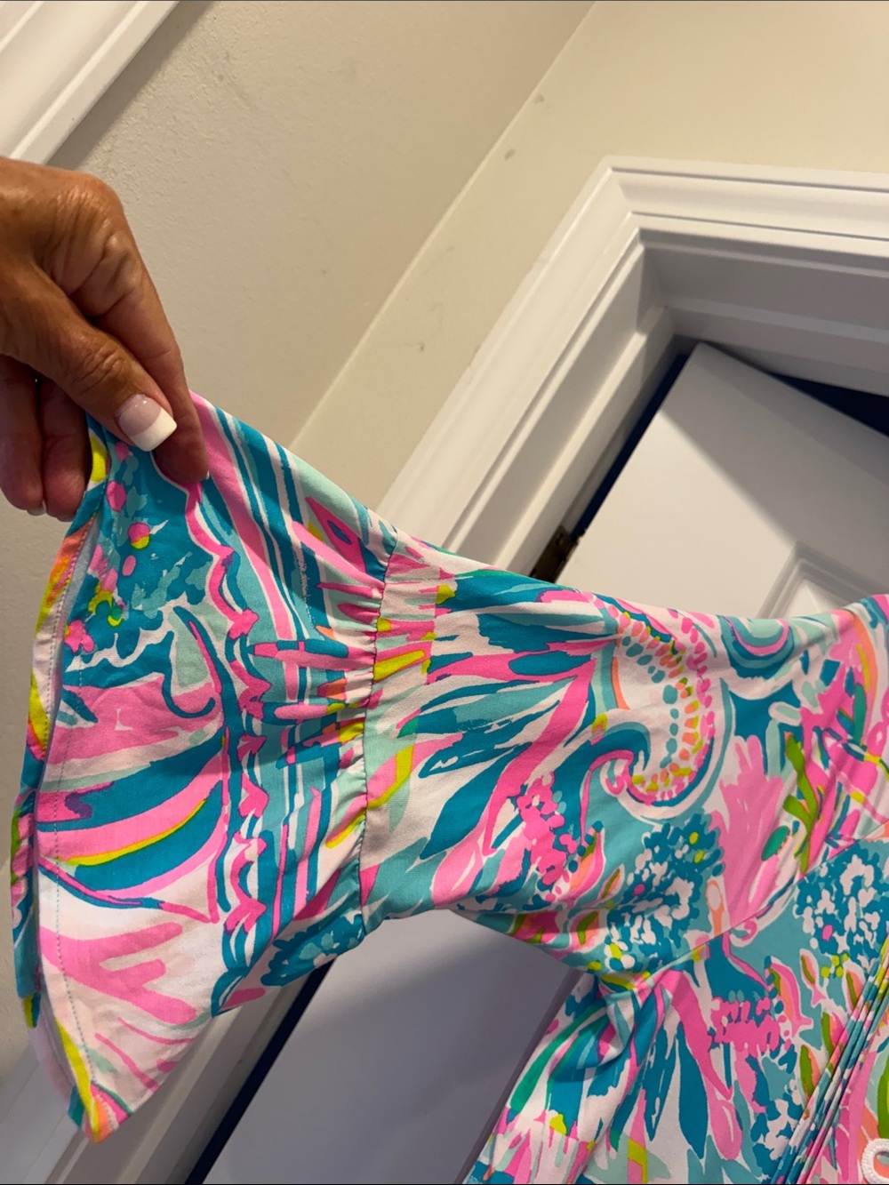 Like new, Lilly Pulitzer Pink Teal Multi-Print dress - Picture 3 of 6